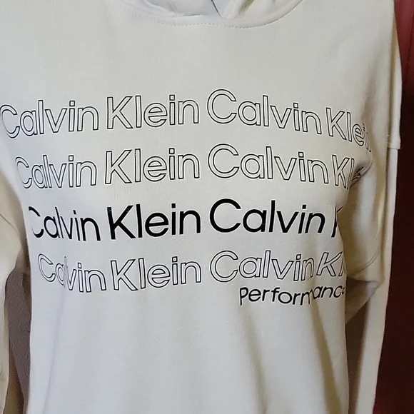 Calvin Klien Performance Off-White Hoodie Top Size Small - Picture 8 of 14